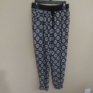 Black and White Stretch Band Waist Pants